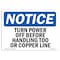 Signmission OSHA Sign, 10" H, Rigid Plastic, Turn Power Off Before Handling Tool Or Copper Line Sign, Landscape OS-NS-P-1014-L-18750 - alternate 1